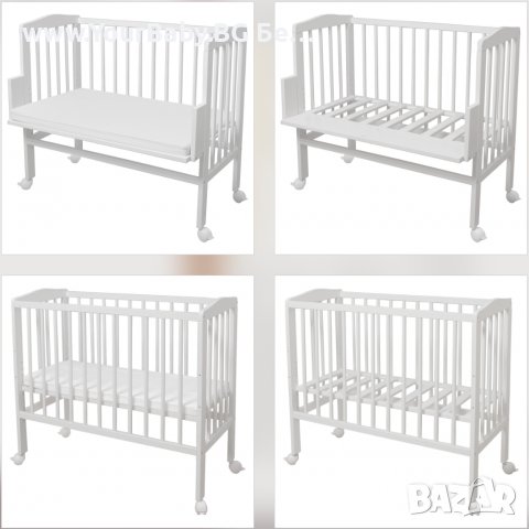 Детско Странично Легло 2в1 тип Next to Me с Матрак и Аксес S81 -  Бяла, снимка 3 - Кошарки - 36629042