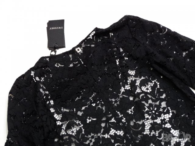 НОВА! Twinset Lace Black Dress Luxury Exclusive Collection Дамска Дантелена Рокля Размер 38, снимка 12 - Рокли - 32885010
