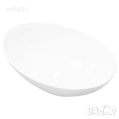 vidaXL Луксозна керамична мивка с овална форма, бяла, 40x33 см（SKU:140674