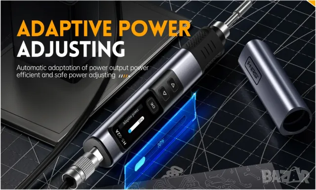 Преносим интелигентен поялник FNIRSI HS-02B / черен, снимка 6 - Поялници и запояване - 49823302