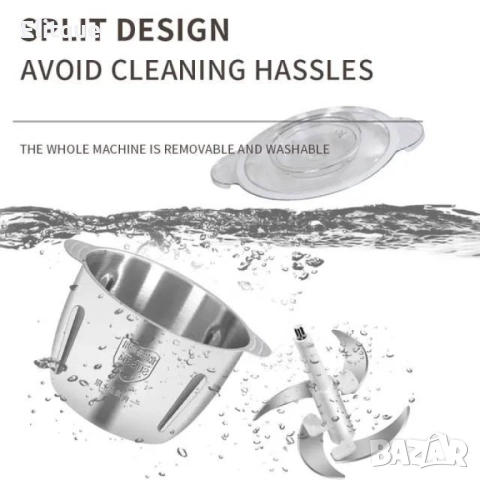 Висококачествен електрически чопър за смилане на месо,ядки и зеленчуци с обем 3 литра, снимка 2 - Други - 52862477