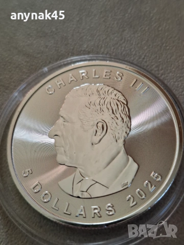 Сребро 1oz. Канада, снимка 2 - Нумизматика и бонистика - 53475038