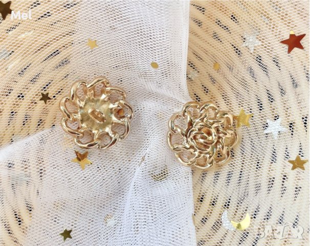 Луксозни златисти метални копчета, диаметър: 20мм/2см, цвете/флорални, снимка 2 - Други - 43887287