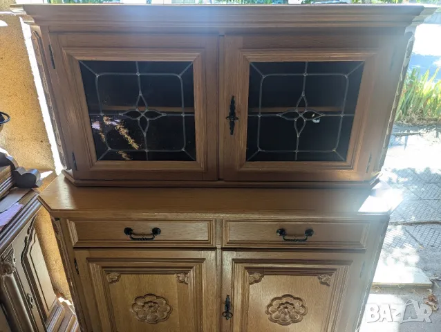 ✨Масивен дървен шкаф с горна витрина+ъглов шкаф✨, снимка 2 - Шкафове - 49247149