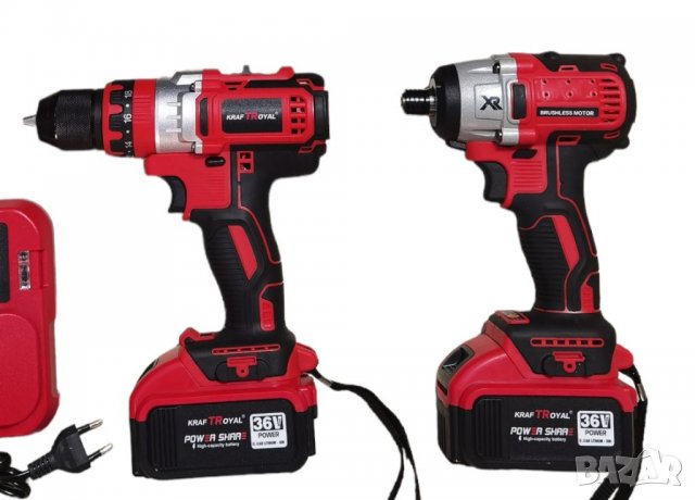 2в1 Комплект Акумулаторен Импакт Гайковерт и Безжичен Винтоверт 36V 8,0AH KRAFT ROYAL , снимка 3 - Винтоверти - 39605393