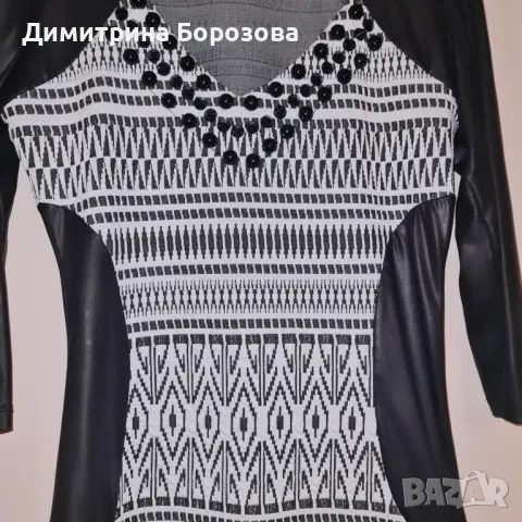 Дамска рокля с кожени елементи, снимка 3 - Рокли - 48732905