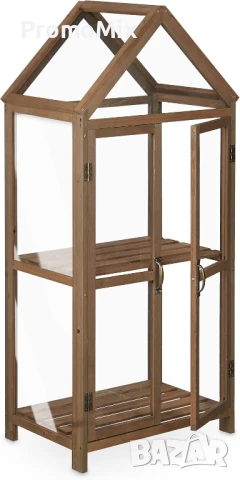 Вертикална оранжерия Relaxdays 10036898 Дървена мини оранжерия за тераса , снимка 5 - Оранжерии - 51018572