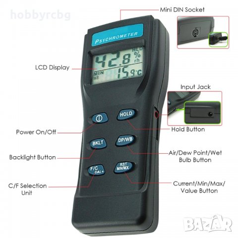 Дигитален термометър влагомер със сменяема сонда, снимка 4 - Други инструменти - 21890114