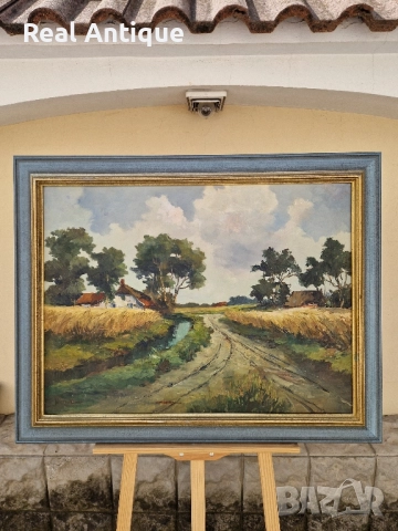 Масло картина автор пейзаж платно рамка , снимка 2 - Картини - 51558481