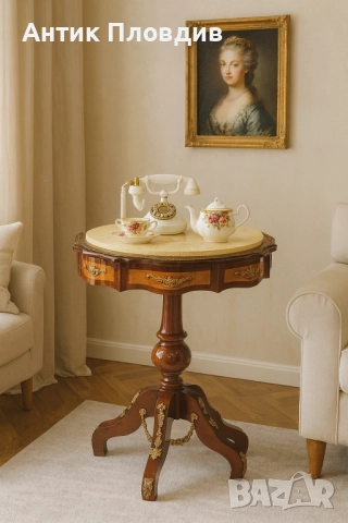 Кръгла помощна маса с мраморен плот, снимка 3 - Маси - 51655669