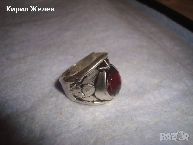 АРИСТОКРАТИЧЕН ПОСРЕБРЕН СКЪПОЦЕНЕН ВИНТИДЖ АРТ ПРЪСТЕН БЛАГОРОДНА СТОМАНА с ФАСЕТИРАН ГРАНАТ 27594, снимка 9 - Пръстени - 37442865