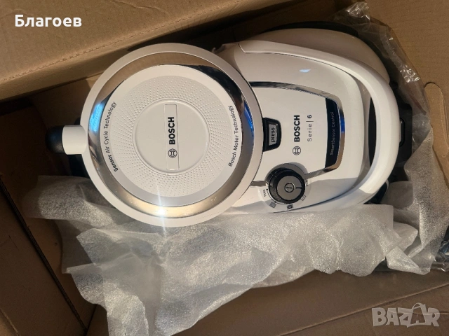 Прахосмукачка без торба Bosch - BGS41K332, HEPA H13, бяла