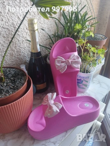 Цикламени чехли на платформа-40/41номер, снимка 8 - Чехли - 51308417