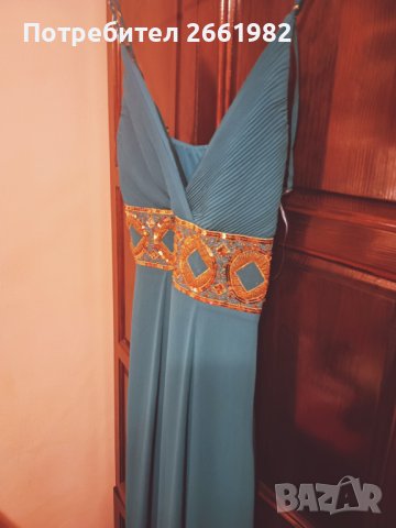 Разкошна тюркоазена дълга рокля, снимка 3 - Рокли - 44048096