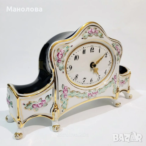 Порцеланов настолен часовник Royal Dux Bohemia Komtesa в стил Empir. , снимка 3 - Антикварни и старинни предмети - 53364627