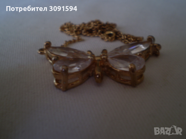  Колие Медальон пеперуда шлифован кристал, снимка 8 - Колиета, медальони, синджири - 36525363