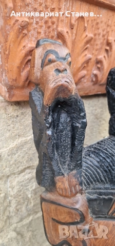 Тежка и масивна дървена маска – дялана изцяло от едно цяло дърво, снимка 5 - Декорация за дома - 51671198