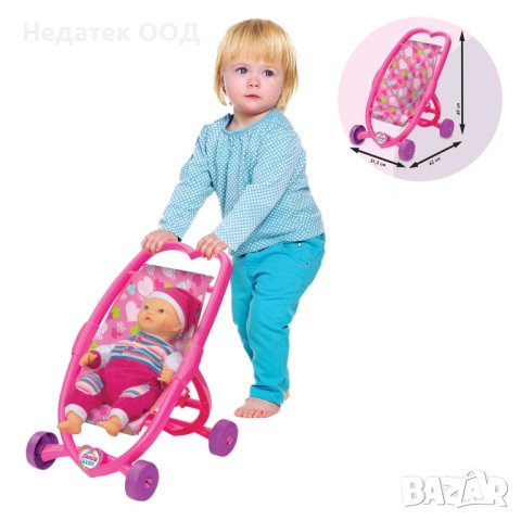  Бебешка количка за бутане, игра с кукли 31.5x42x49cm