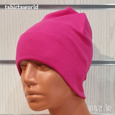 Нова зимна шапка с подгъв в цвят циклама, снимка 1 - Шапки - 39325575