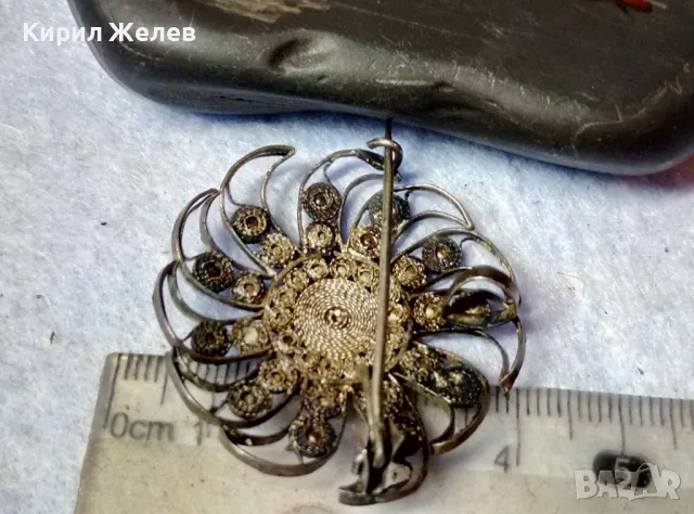 СТАРИННА ФИЛИГРАННА СКЪПОЦЕННА СРЕБЪРНА БРОШКА УНИКАТ ЛАКИРАНО СРЕБРО ВИСОКА ПРОБА с МАРКАЗИТ 43247, снимка 12 - Антикварни и старинни предмети - 48467993