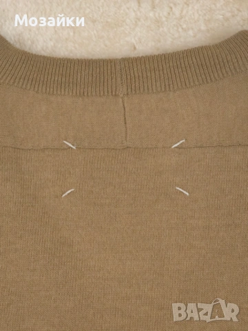 Maison Margiela луксозна вълнена жилетка с кожени кръпки размер L употребявана, снимка 14 - Суичъри - 53596421