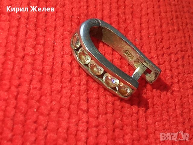СТАРА СРЕБЪРНА СКЪПОЦЕННА АНГЛИЙСКА ОБЕЦА СРЕБРО 925 с ФАСЕТ - ЦИРКОНИ 27246