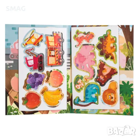 Магнитен пъзел 4 картинки Плодове Превозни средства Животни S_1246102, снимка 2 - Игри и пъзели - 49027534