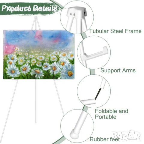 Голям телескопичен статив 169 см за художник сватба плакат изложба, снимка 7 - Други - 53535179