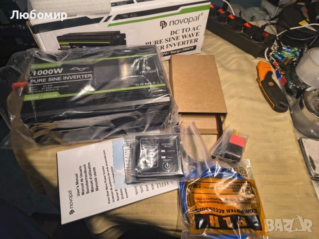 NOVOPAL 1000W Чиста синусоидална инверторна система 12V към 230V 240V Автомобилен конвертор , снимка 3 - Друга електроника - 53595578