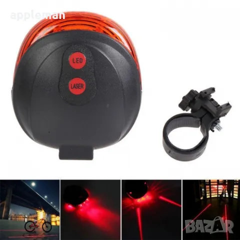 Заден стоп габарит светлина за велосипед със лазер и 2бр батерии, снимка 6 - Части за велосипеди - 48609520