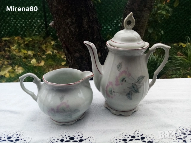 Чайник и каничка - стар български порцелан