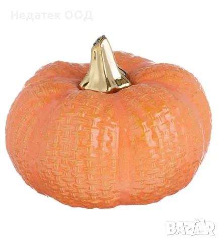 Декорация за маса, Керамична, тиква, оранжева, Ø12.8x9.5см