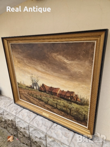 Уникална огромна антикварна майсторска авторска картина масло върху платно , снимка 7 - Картини - 51882416
