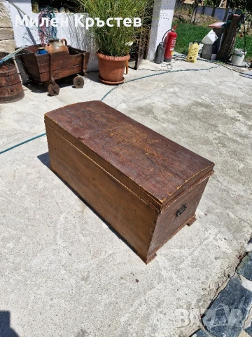 Стар дървен сандък от 1925г., снимка 4 - Антикварни и старинни предмети - 51235344