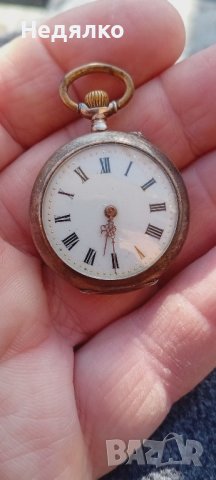 Сребърен,джобен часовник,цветен емайл,швейцарски, снимка 2 - Антикварни и старинни предмети - 43910412
