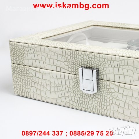 Кожена кутия за съхранение на 8 часовника + отделения за обеци и пръстени , снимка 10 - Подаръци за жени - 28439883