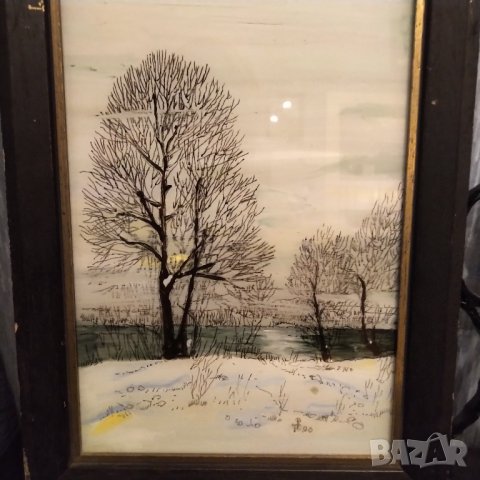 Картина с дървена рамка рисувана върху стъкло , снимка 3 - Картини - 38015325