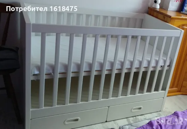 Бебешко/Детско креватче с две нива ИКЕА+подаръци матраче и комарник, снимка 3 - Мебели за детската стая - 49042598