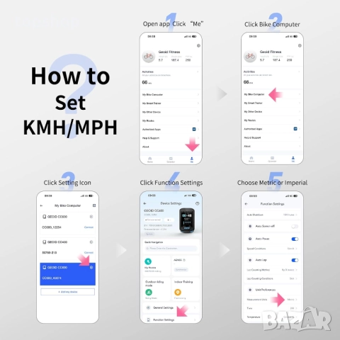 GEOID CC600 Велосипеден/Колоездещ компютър с цветен екран, безжичен - навигация по маршрут, снимка 6 - Аксесоари за велосипеди - 52667147