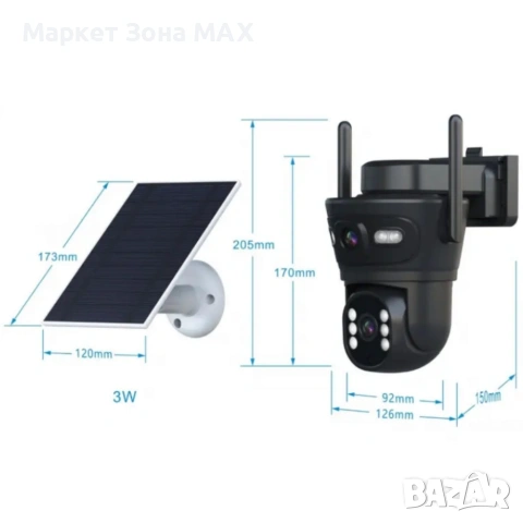 Соларна двойна камера LYLU 10 диода - ICsee за охрана, снимка 3 - IP камери - 53419302