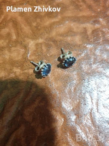 колие пръстен и обици сребро със син сапфир, снимка 6 - Бижутерийни комплекти - 53427721