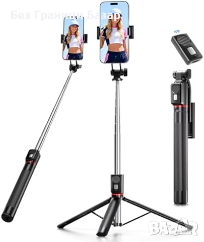 Нов 170см селфи стик статив за телефон с Bluetooth дистанционно за снимки