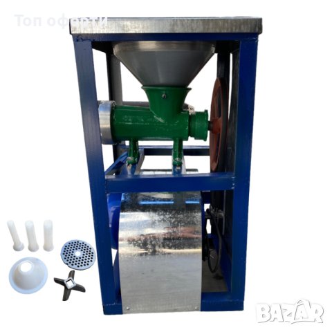 Месомелачка чугунена Румънска №32 с електромотор и метална фуния + плот, снимка 2 - Други машини и части - 43353436