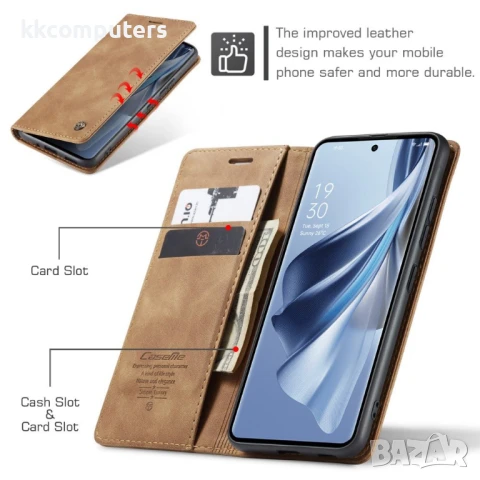 Oppo Reno12 Pro 5G CASEME Magnetic Wallet Кожен Калъф и Протектор, снимка 8 - Калъфи, кейсове - 51350229