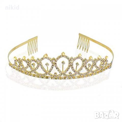 Прави капки златиста сребриста детска дамска корона диадема за коса глава, снимка 4 - Аксесоари за коса - 24118633