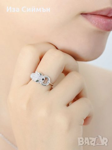 Сребърен пръстен със смарагди и австрийски кристали, снимка 5 - Пръстени - 32502610