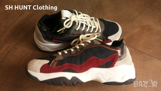 Pepe Jeans Sloane Camu Sneakers PLS31278 Black 999 Размер EUR 40 / UK 7 дамски естест. кожа 152-13-S, снимка 9 - Маратонки - 52666787