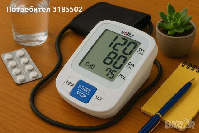 Апарат за кръвно налягане Voltz, Маншет, 2х90 позиции памет, LCD дисплей, Бял, снимка 3 - Медицинска апаратура - 51227305