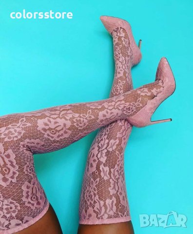 Летни ботуши на ток - розови, снимка 2 - Дамски ботуши - 35157528