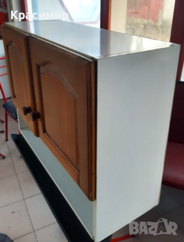 Горен двоен кухненски шкаф от масивно дърво чам с долна етажерка , снимка 2 - Други - 44033980